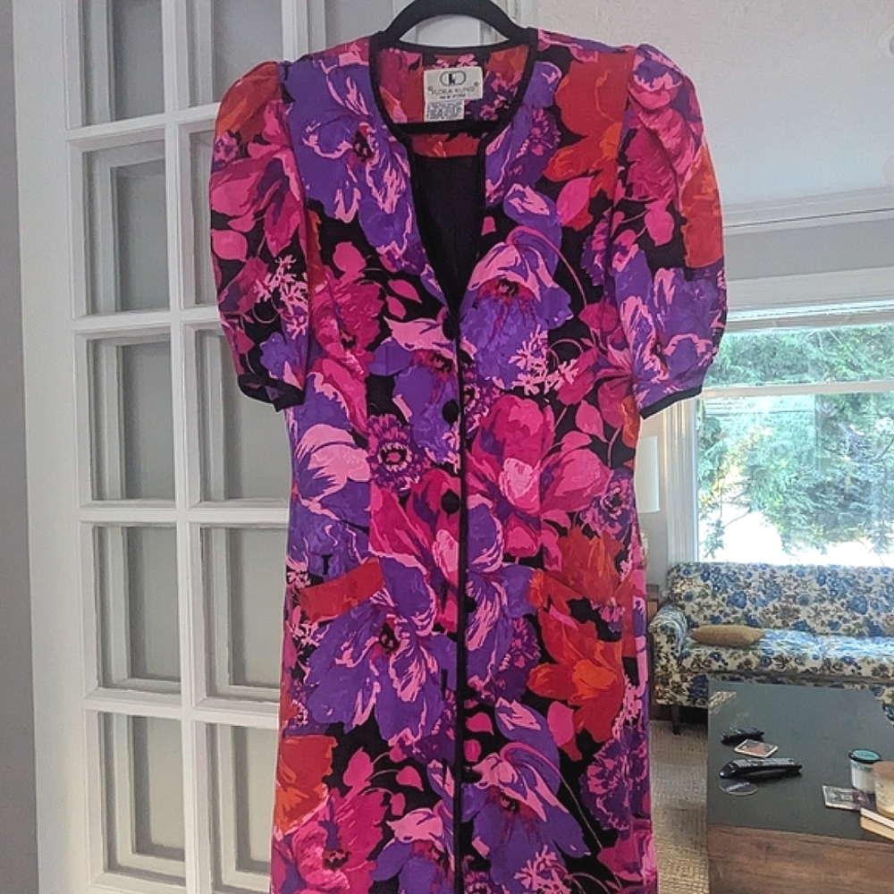 Silk floral midi dress vintage Flora Kung